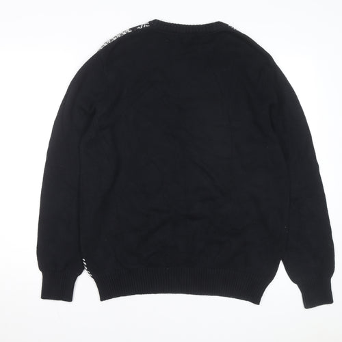 Geoffrey Beene Men's Black Cotton Check Knit Jumper Size L