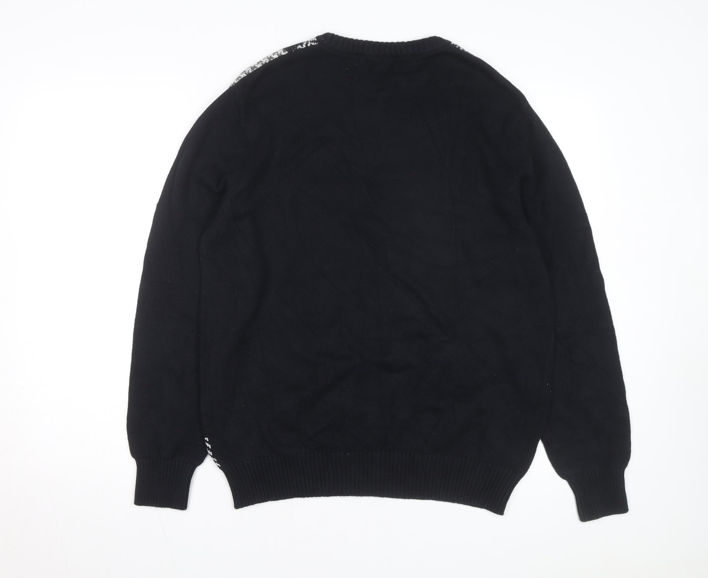 Geoffrey Beene Men's Black Cotton Check Knit Jumper Size L