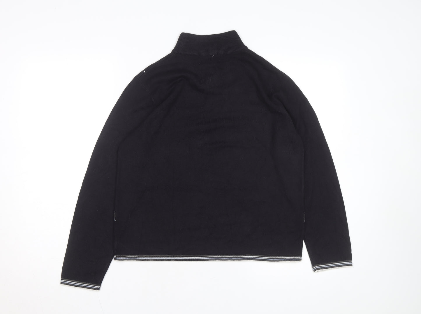 Sag Harbor Petite Women Black Argyle Mock Neck Acrylic Jumper M