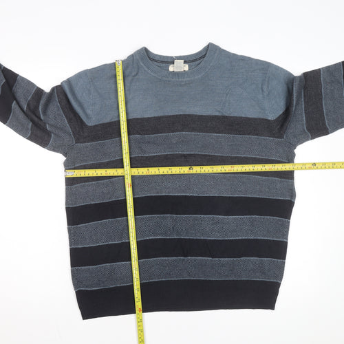 Dockers Men's Blue Striped Acrylic Pullover Jumper M