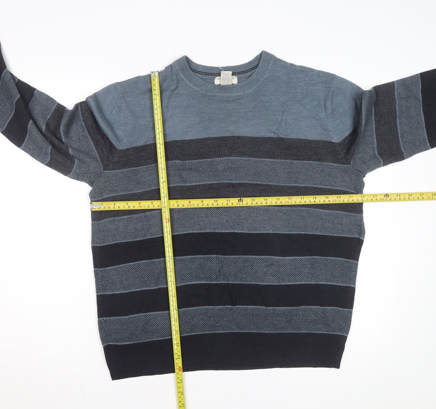 Dockers Men's Blue Striped Acrylic Pullover Jumper M