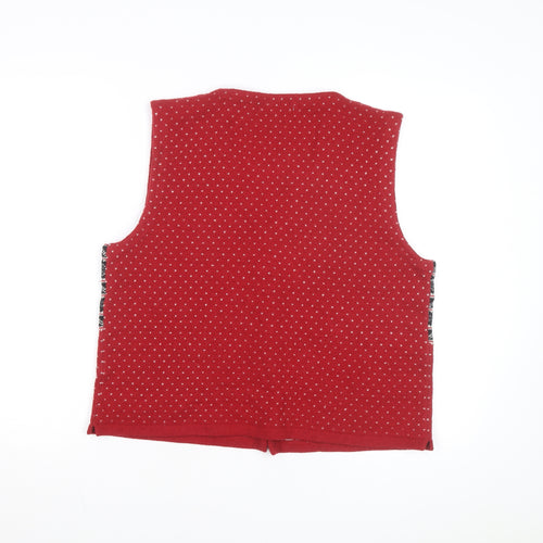 Eddie Bauer Women's Red Wool Fair Isle Vest L Vintage Style