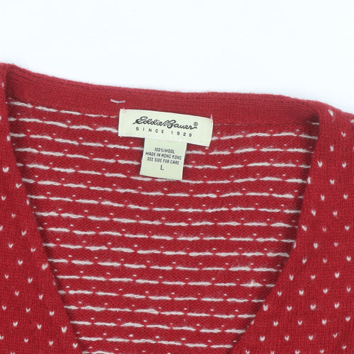 Eddie Bauer Women's Red Wool Fair Isle Vest L Vintage Style