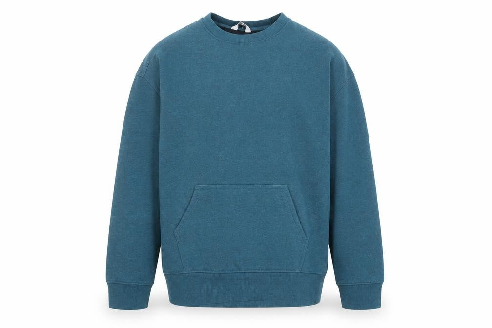 Front view of Danskin men’s blue xl pullover fleece sweatshirt