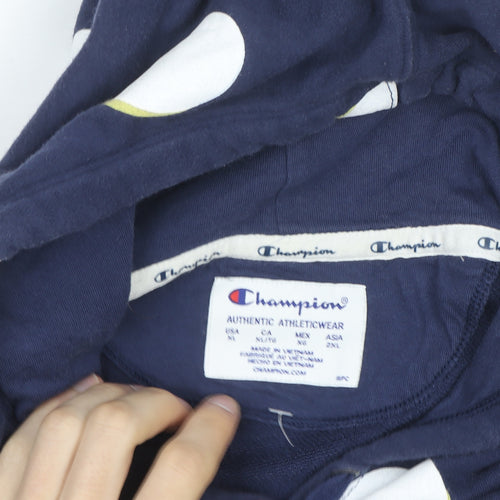 Champion Men's Blue Polka Dot Pullover Hoodie XL Sportswear