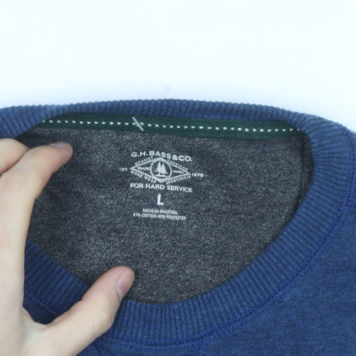G.H. Bass & Co. Men's Blue Crew Neck Pullover Sweatshirt Size L