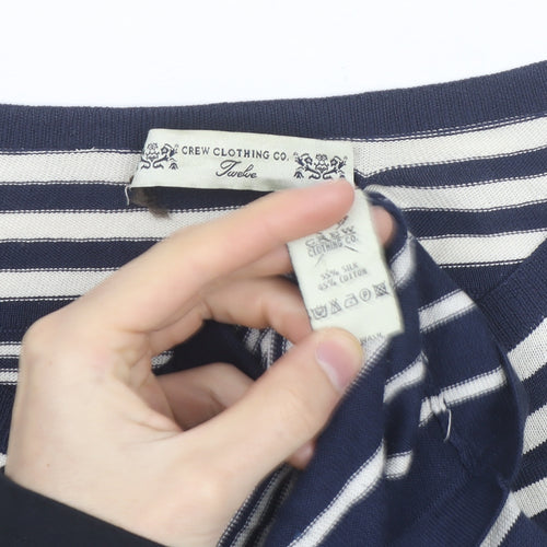 Crew Clothing Co. Women Blue Striped Button-Up Knit Top Size 12