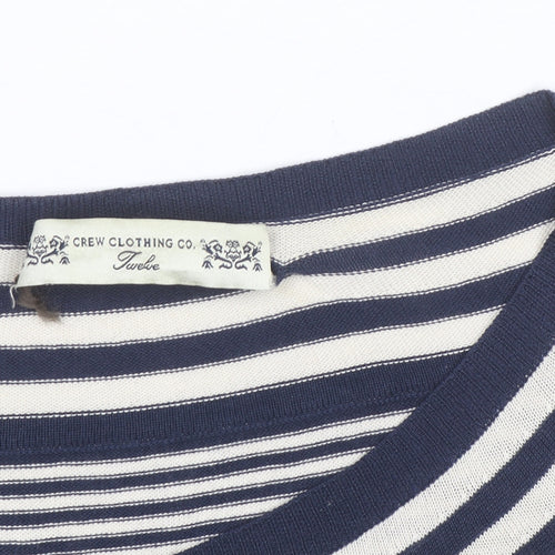 Crew Clothing Co. Women Blue Striped Button-Up Knit Top Size 12