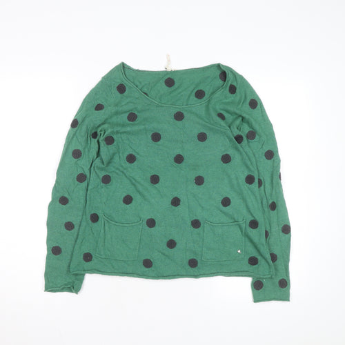 Seasalt Women's Green Polka Dot Knit Jumper M Long Sleeve