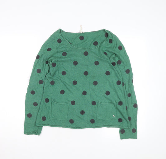 Seasalt Women's Green Polka Dot Knit Jumper M Long Sleeve