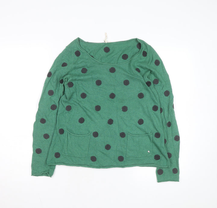 Seasalt Women's Green Polka Dot Knit Jumper M Long Sleeve