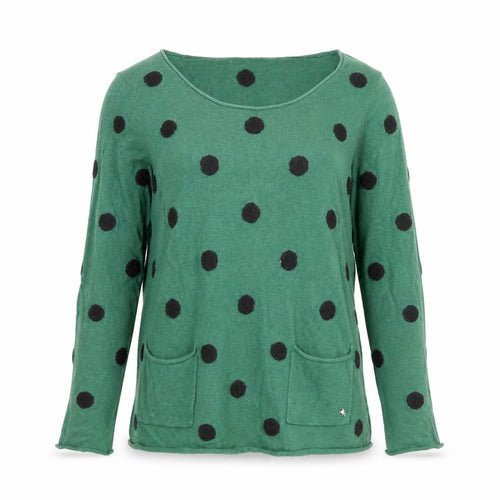 Seasalt Women's Green Polka Dot Knit Jumper M Long Sleeve