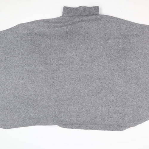 Tu Women Grey One Size Mock Neck Poncho Cape Jumper