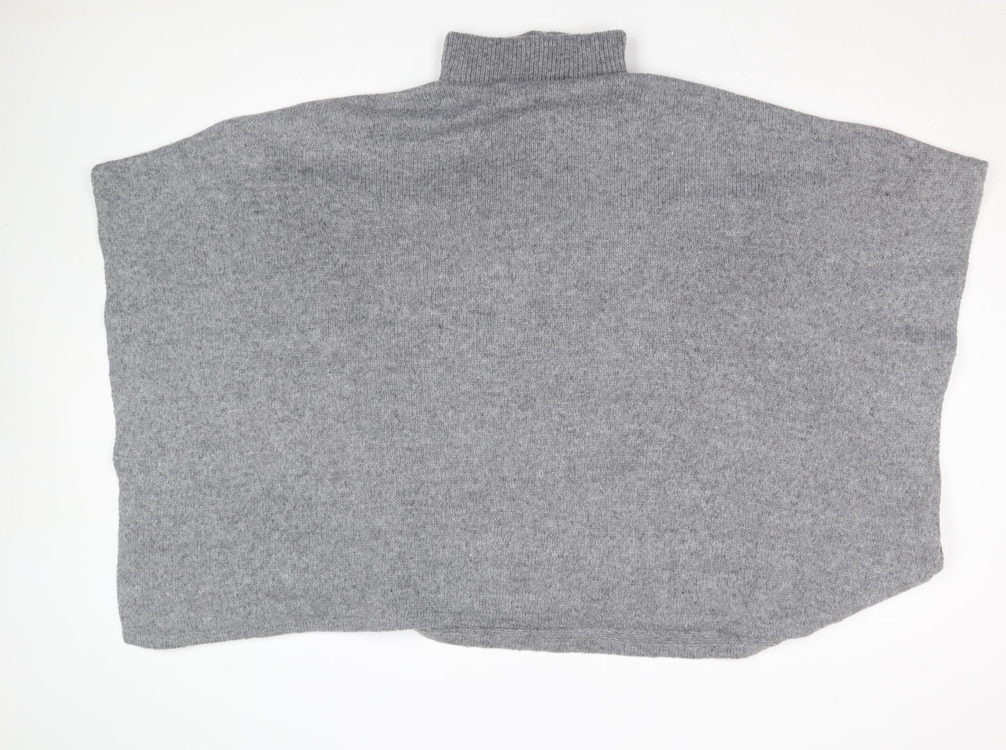 Tu Women Grey One Size Mock Neck Poncho Cape Jumper