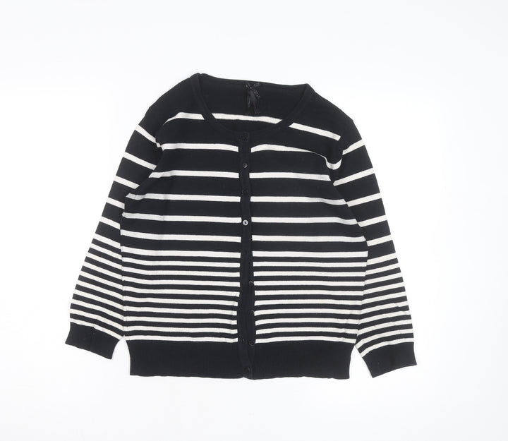 Atmosphere Women’s Black White Striped Crew Neck Cardigan Size 14