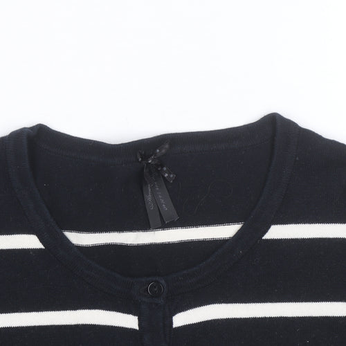 Atmosphere Women’s Black White Striped Crew Neck Cardigan Size 14