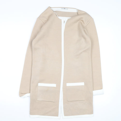 Tu Women Beige Knit Long Sleeve Open Cardigan Size 8