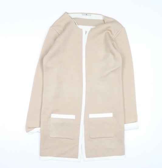 Tu Women Beige Knit Long Sleeve Open Cardigan Size 8