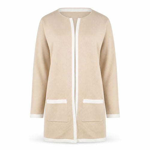 Tu Women Beige Knit Long Sleeve Open Cardigan Size 8