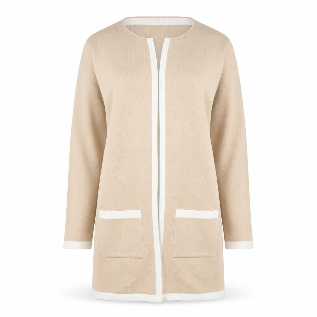 Tu Women Beige Knit Long Sleeve Open Cardigan Size 8