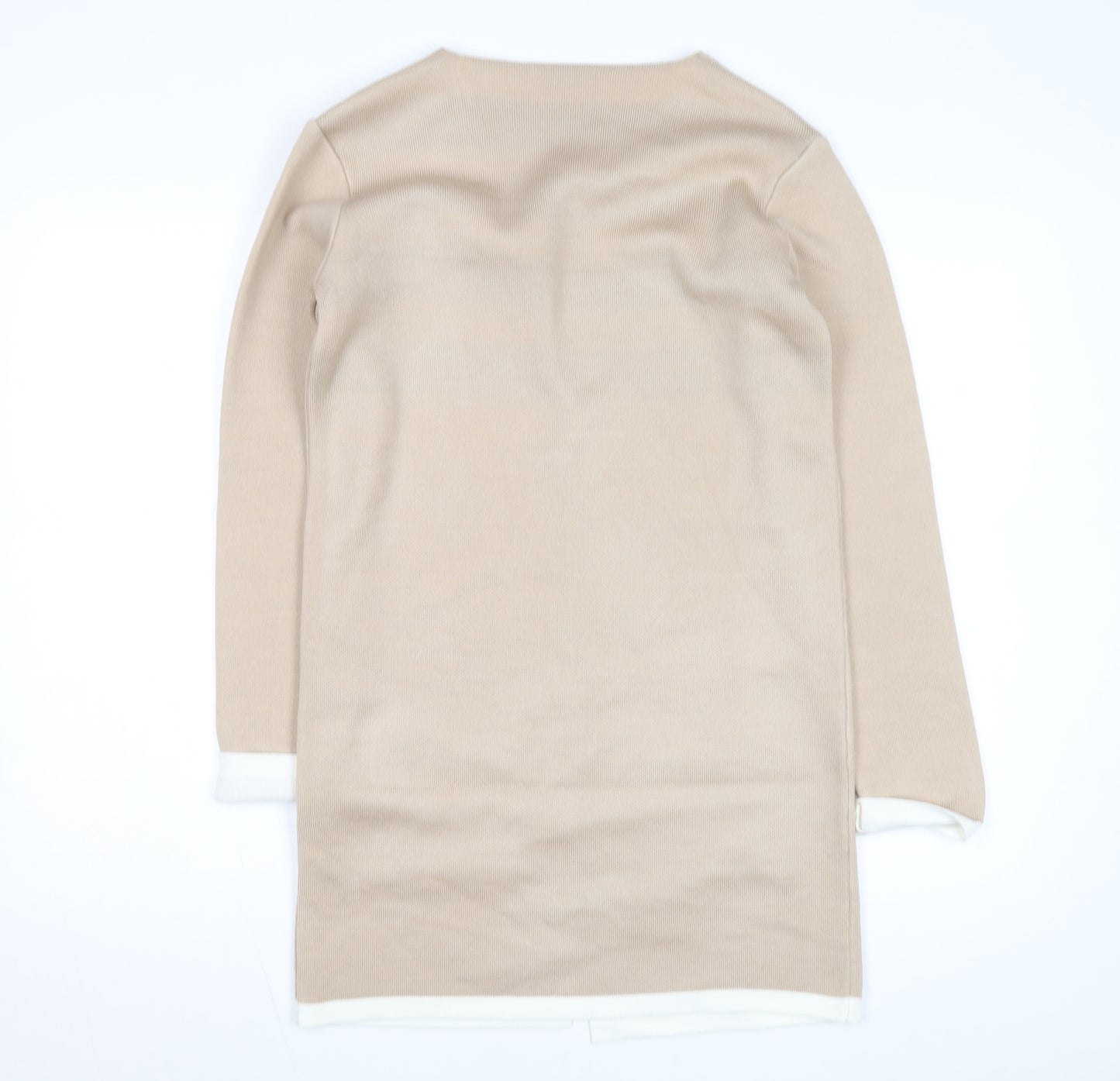 Tu Women Beige Knit Long Sleeve Open Cardigan Size 8