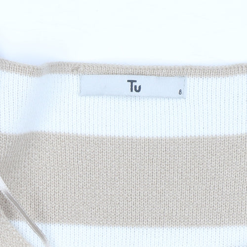 Tu Women Beige Knit Long Sleeve Open Cardigan Size 8