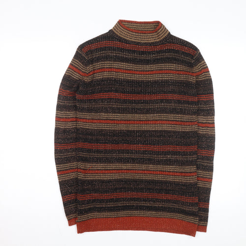 South Womens Multicoloured Mock Neck Striped Knit Pullover Jumper Size M