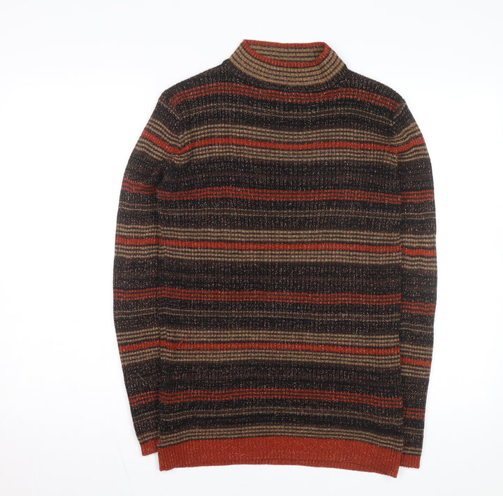 South Womens Multicoloured Mock Neck Striped Knit Pullover Jumper Size M