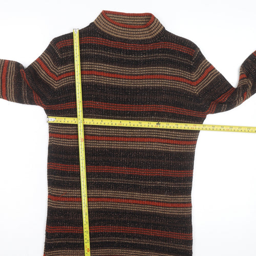 South Womens Multicoloured Mock Neck Striped Knit Pullover Jumper Size M