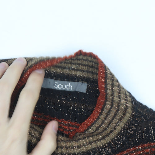 South Womens Multicoloured Mock Neck Striped Knit Pullover Jumper Size M