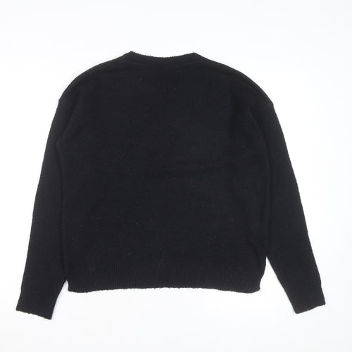 Next Women’s Black Heart Stripe Crew Neck Knit Jumper Size 8