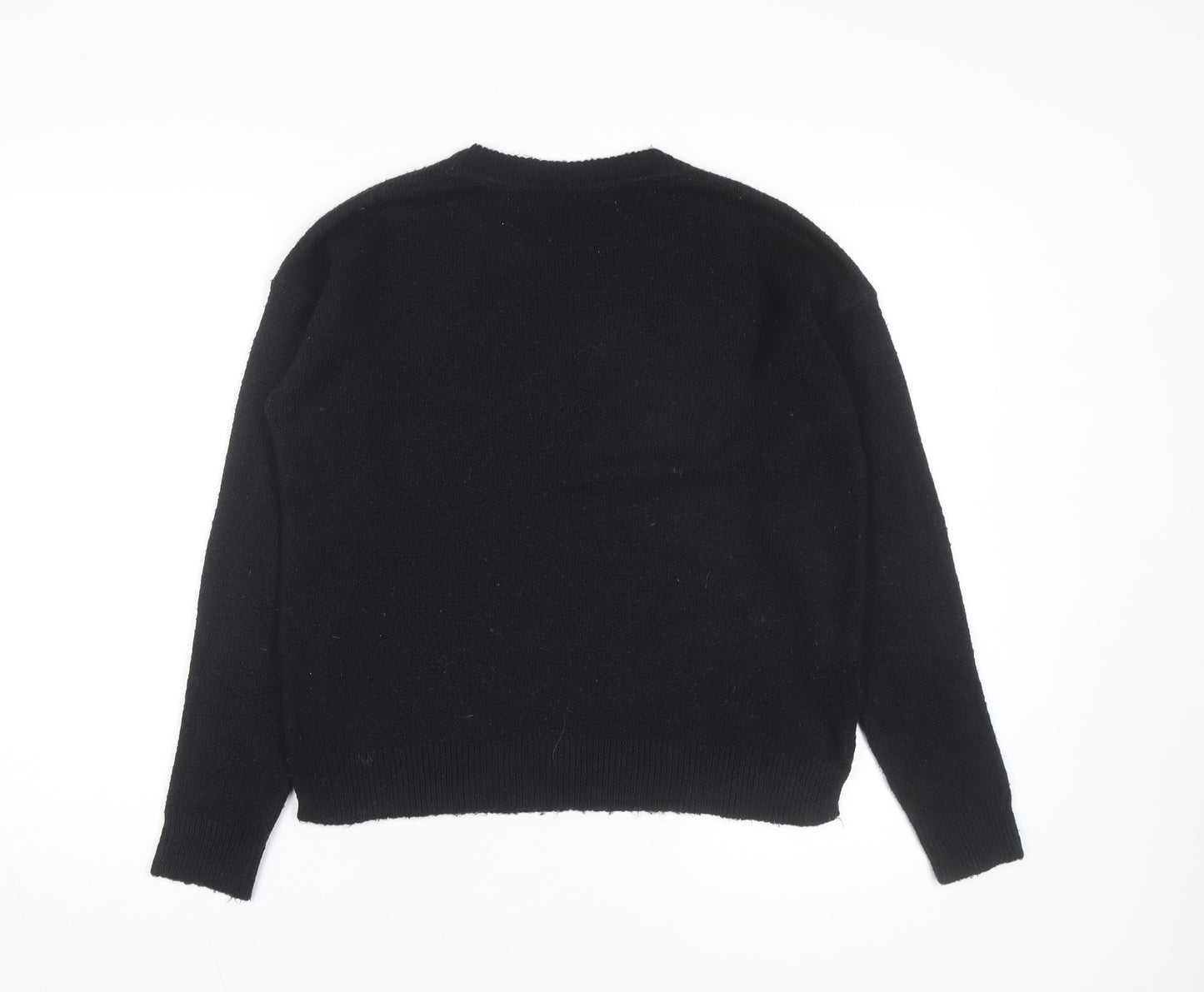 Next Women’s Black Heart Stripe Crew Neck Knit Jumper Size 8
