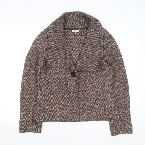 CC Women Brown Knit Wool Blend Short Blazer Jacket M