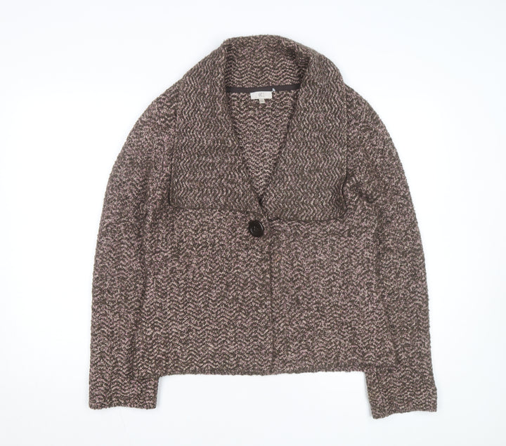CC Women Brown Knit Wool Blend Short Blazer Jacket M