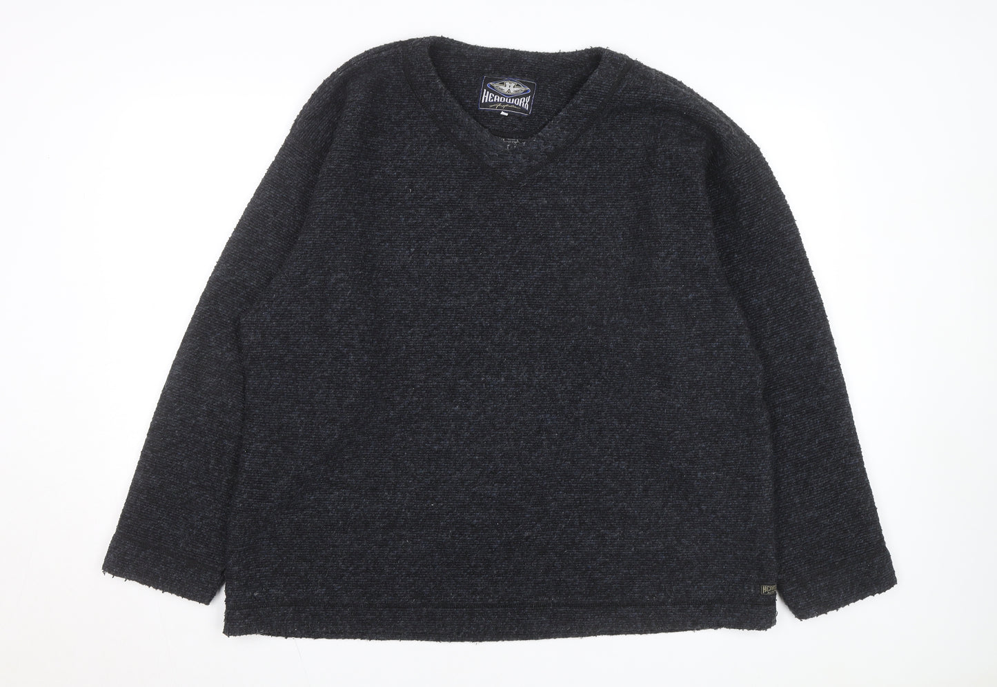 Headworx Men’s Black XL V-Neck Chunky Knit Wool Pullover Jumper