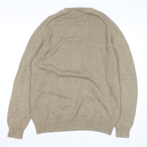 St. John's Bay Men's Beige Cotton Crew Neck Pullover Jumper Size L