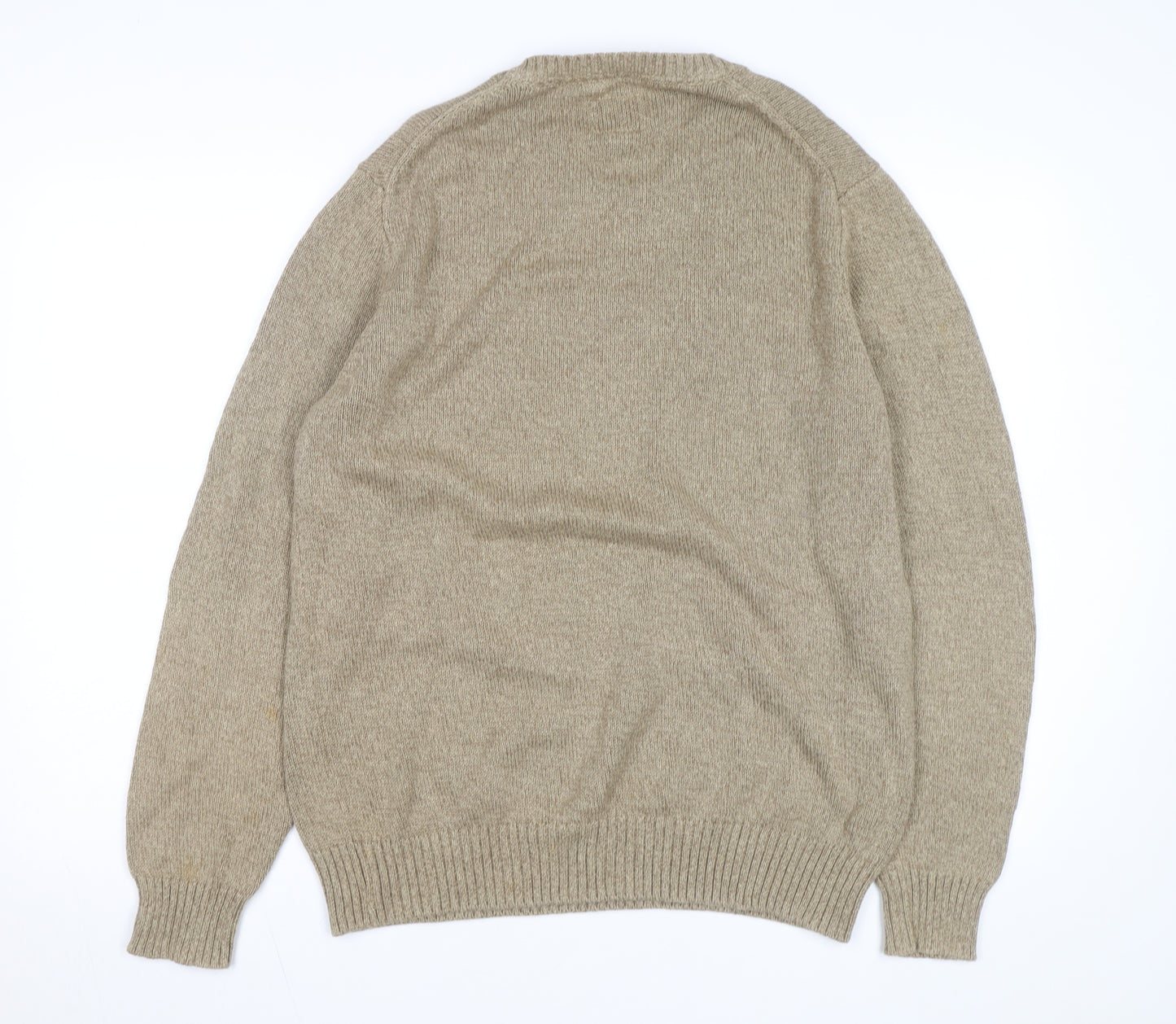 St. John's Bay Men's Beige Cotton Crew Neck Pullover Jumper Size L