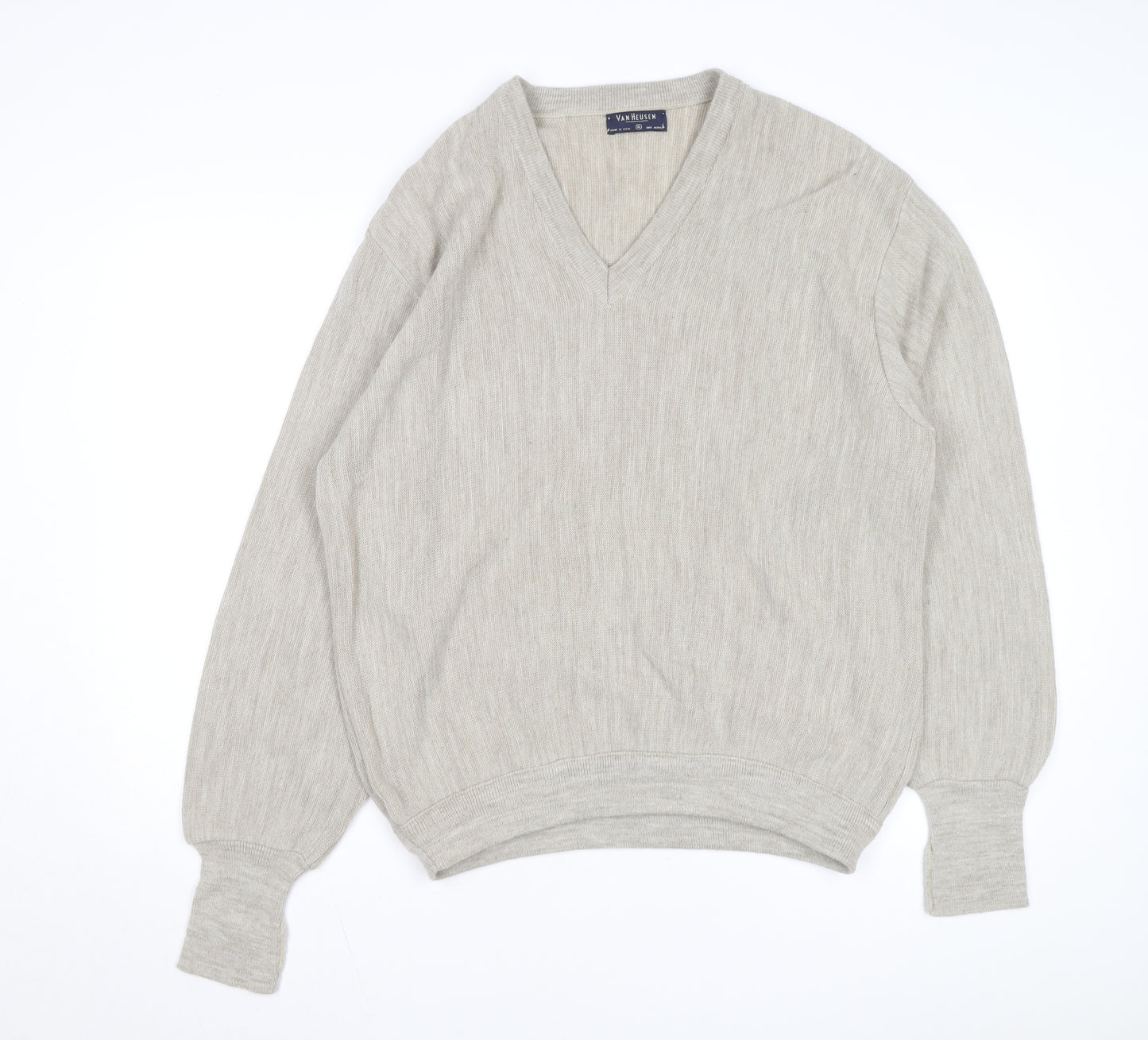 Van Heusen Men Beige V-Neck Acrylic Pullover Jumper XL