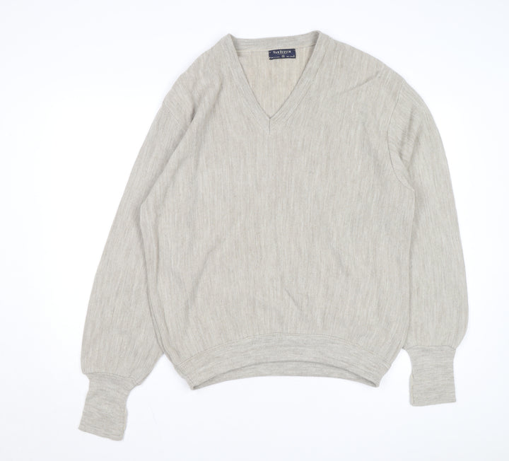 Van Heusen Men Beige V-Neck Acrylic Pullover Jumper XL