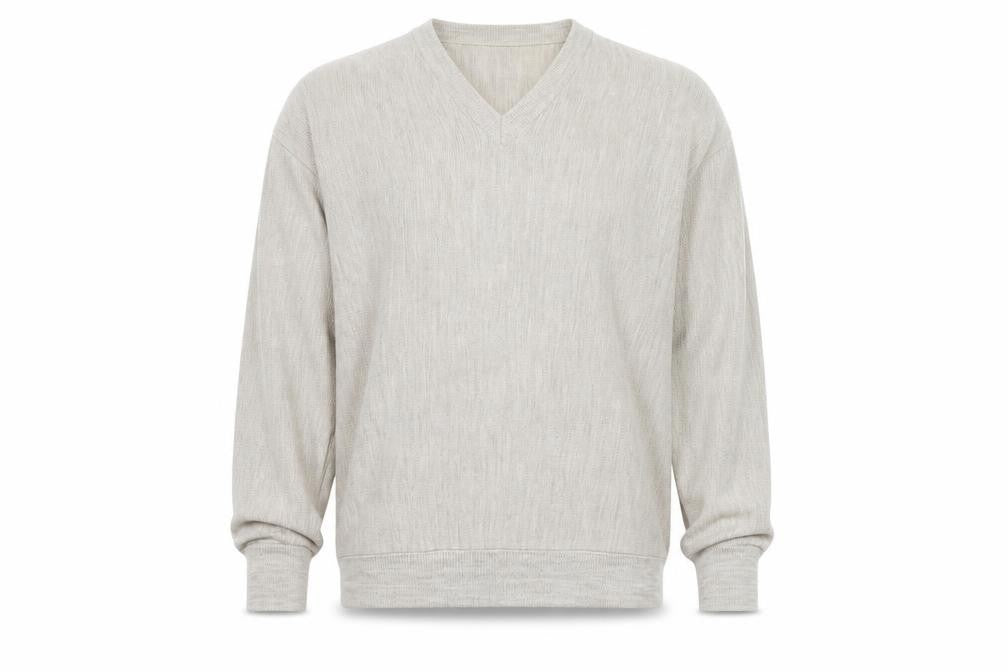 Front view of Van Heusen Men Beige V-Neck Acrylic jumper XL