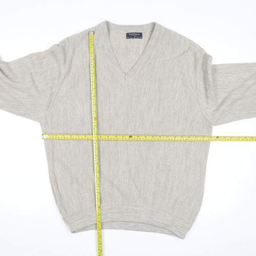 Van Heusen Men Beige V-Neck Acrylic Pullover Jumper XL