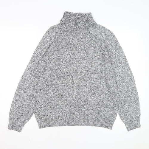 Karen Scott Women Grey Roll Neck Long Sleeve Cotton Jumper M