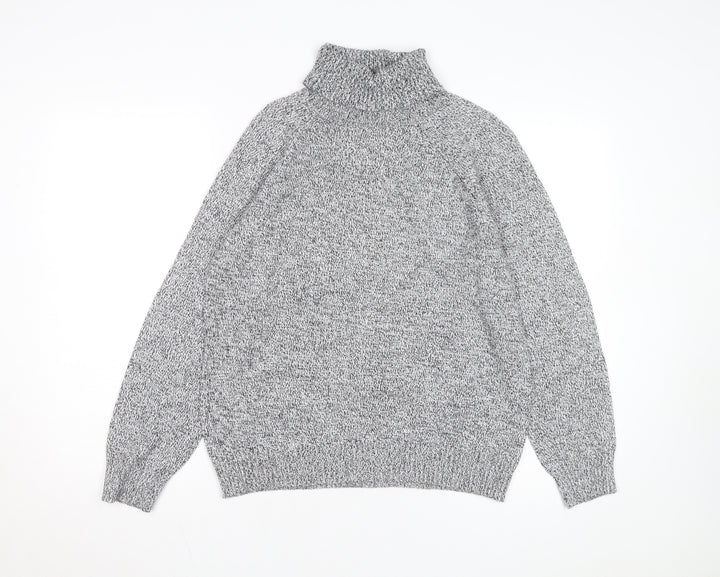 Karen Scott Women Grey Roll Neck Long Sleeve Cotton Jumper M