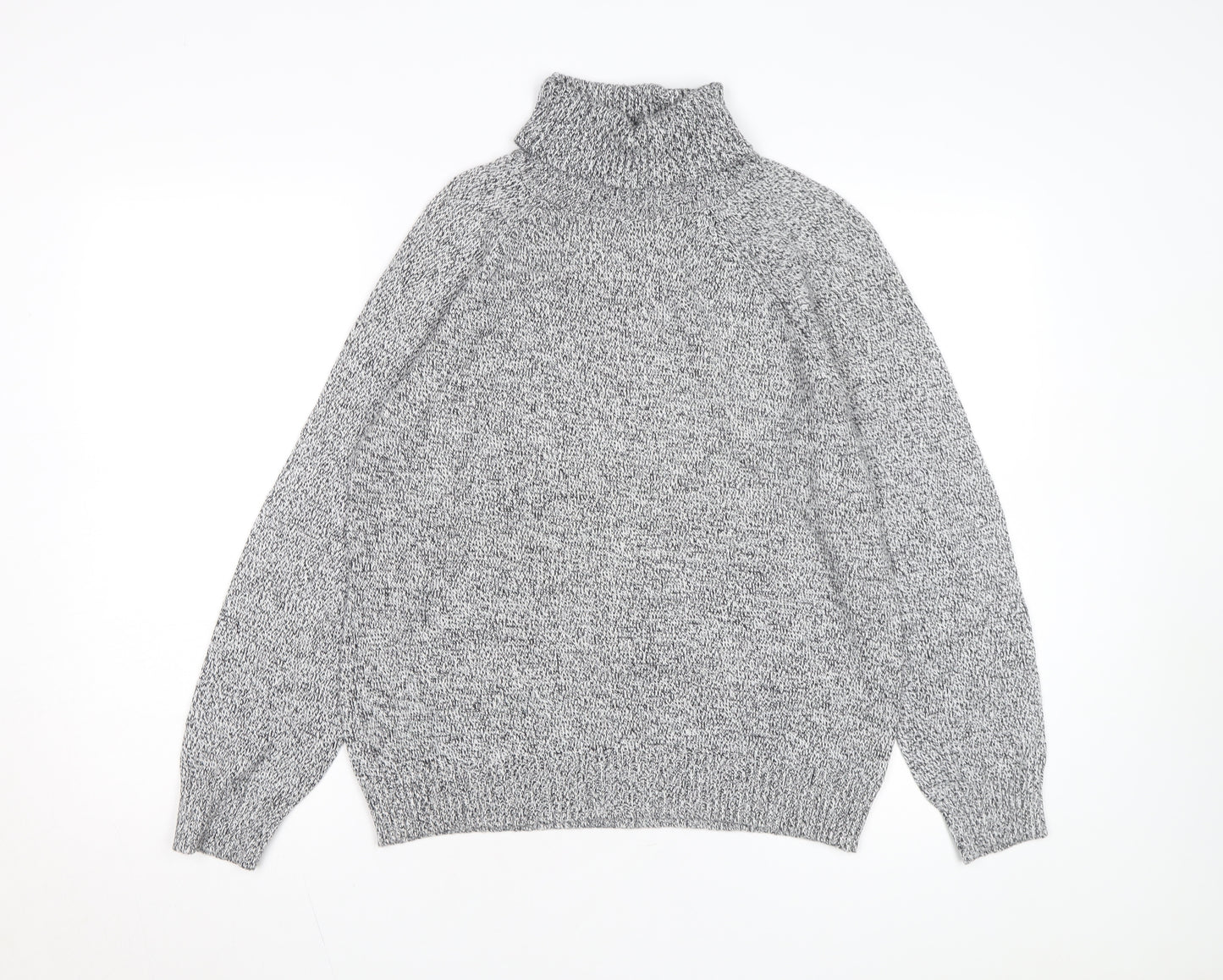 Karen Scott Women Grey Roll Neck Long Sleeve Cotton Jumper M