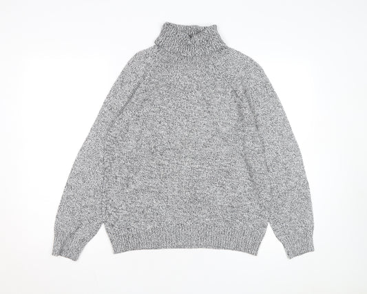 Karen Scott Women Grey Roll Neck Long Sleeve Cotton Jumper M