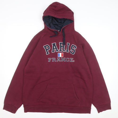NaS Men's Red Paris France Pullover Hoodie 2XL Embroidered Graphic