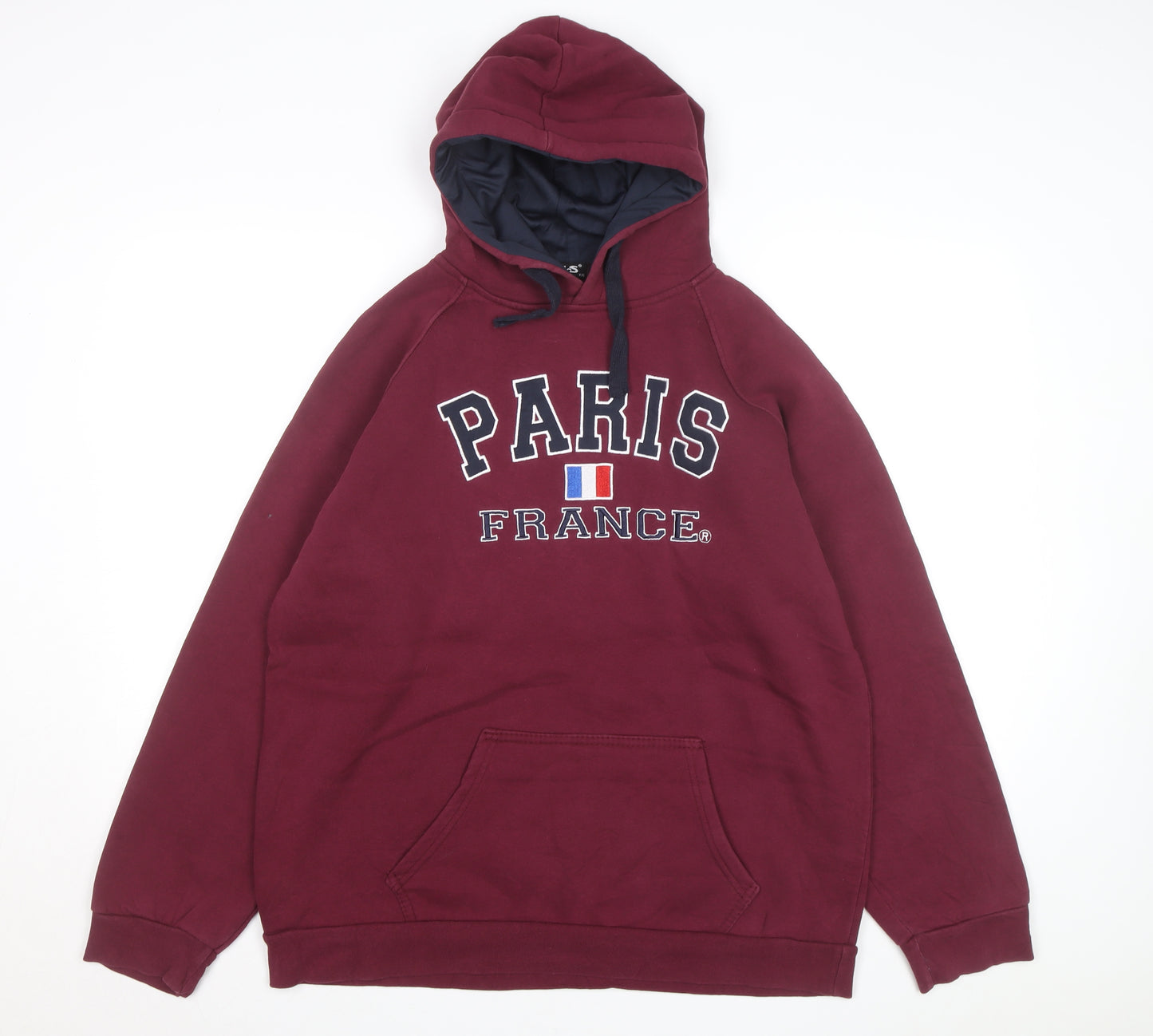 NaS Men's Red Paris France Pullover Hoodie 2XL Embroidered Graphic