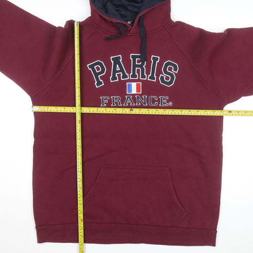 NaS Men's Red Paris France Pullover Hoodie 2XL Embroidered Graphic