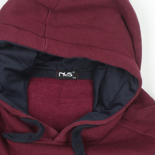 NaS Men's Red Paris France Pullover Hoodie 2XL Embroidered Graphic