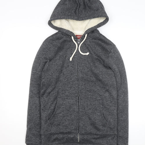 Arizona Jean Co Men's Grey Full Zip Hooded Fleece Lined Hoodie Size S